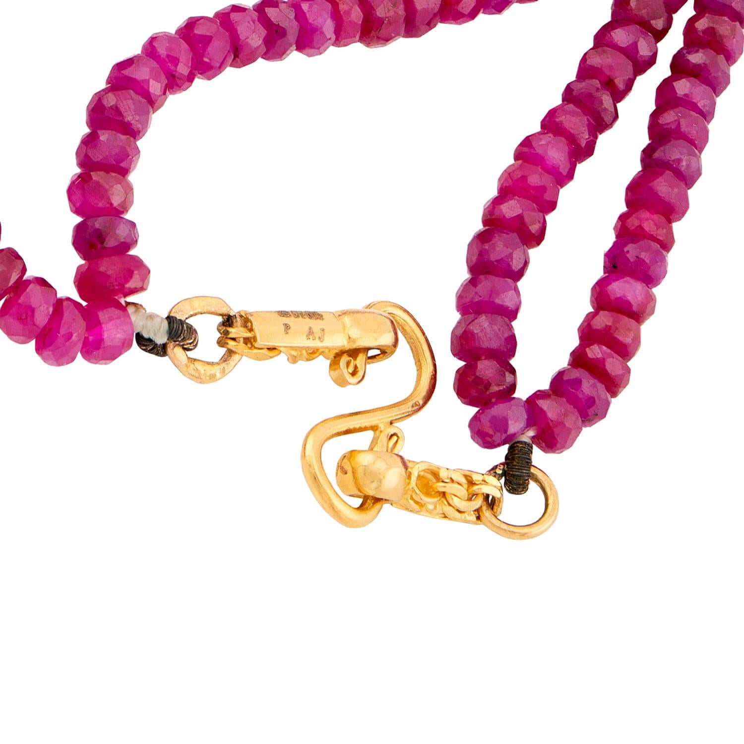 ANJANEY JEWELRY Estate Indian 22k Ruby Bead Necklace