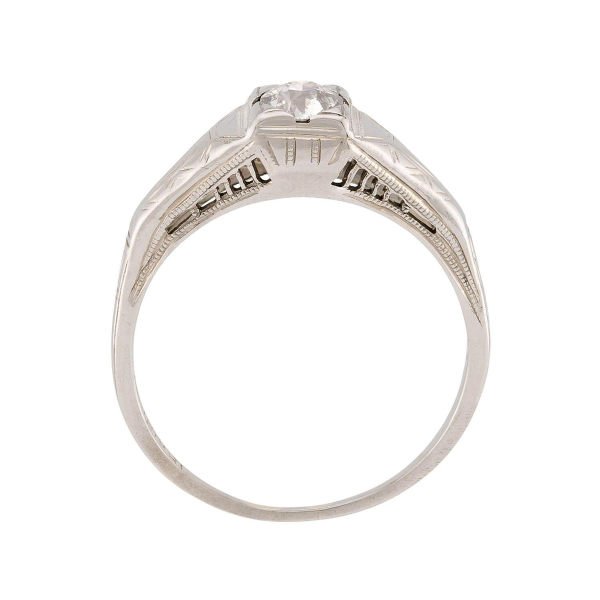 Art Deco 18k Diamond Engagement Ring .35ct