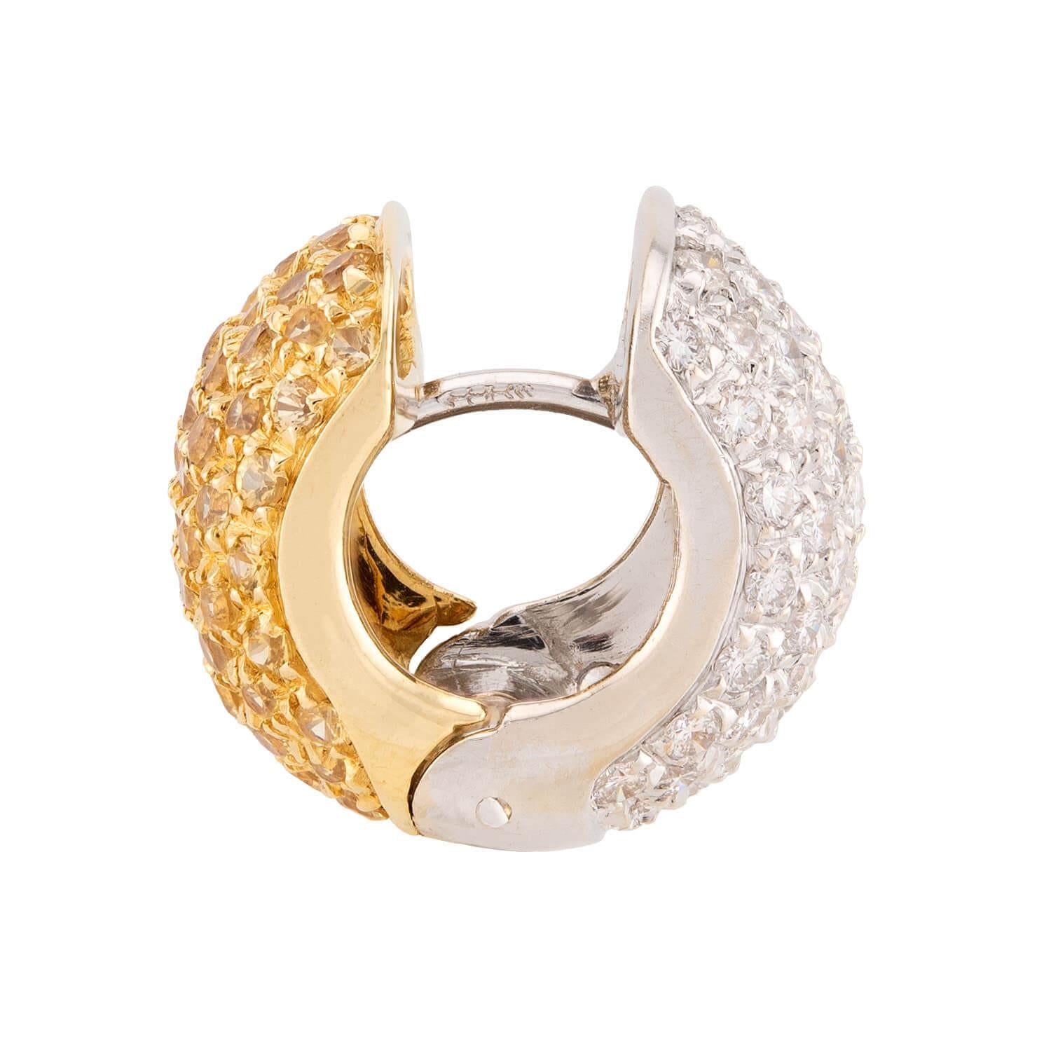 Estate 14k Diamond Huggie Hoop Earrings