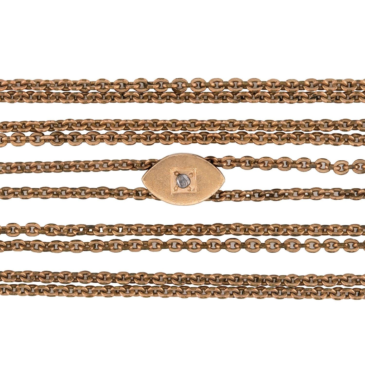 Victorian Gold-Filled/14k Diamond Slide Chain Necklace 51"