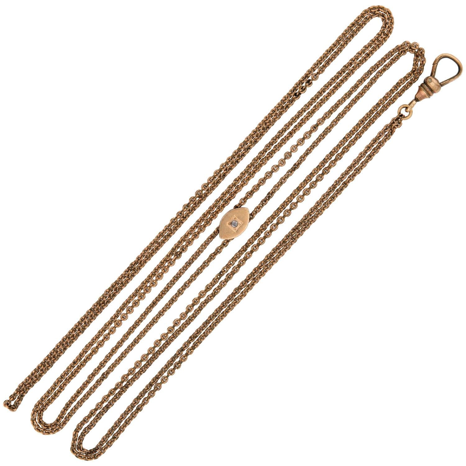 Victorian Gold-Filled/14k Diamond Slide Chain Necklace 51"