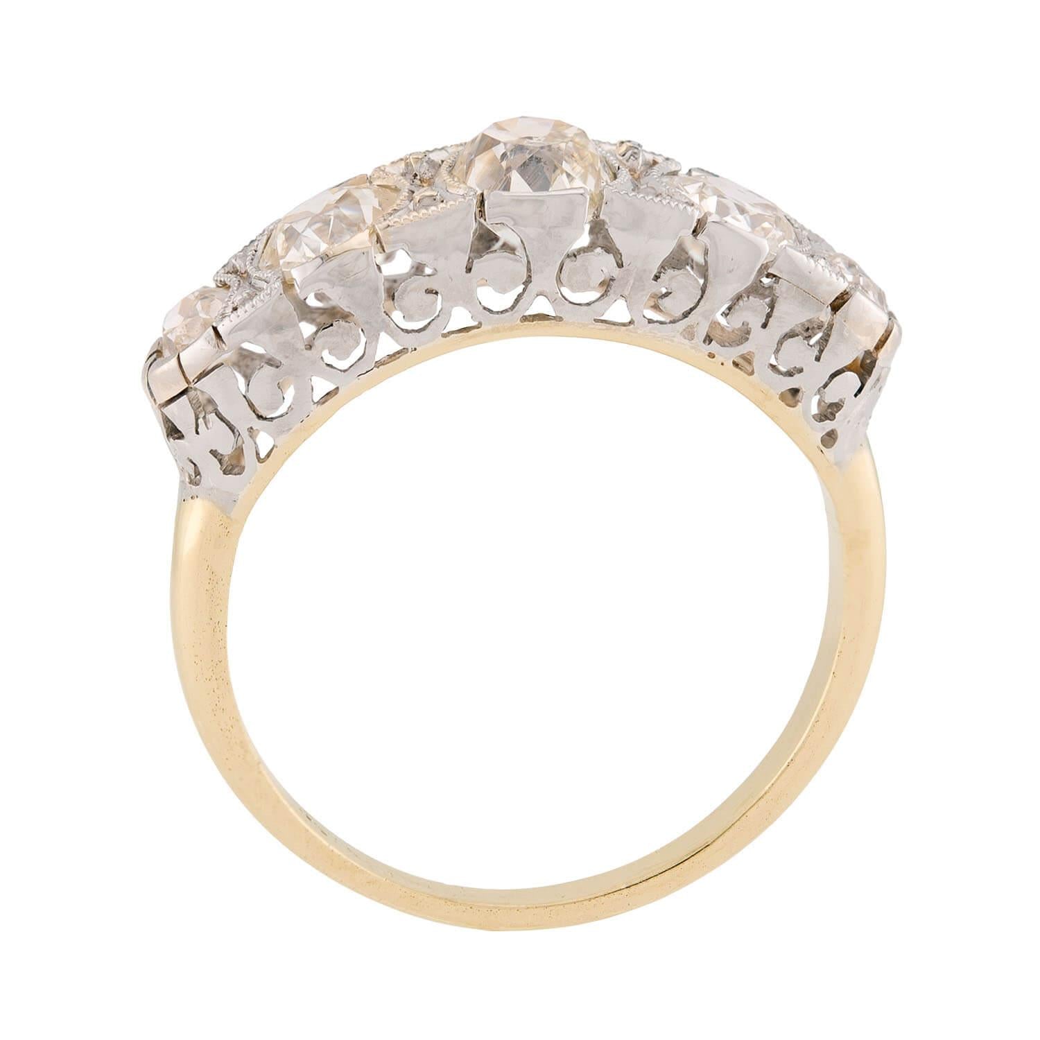 Edwardian 14k/Platinum Diamond Five Stone Ring