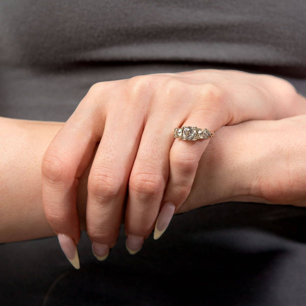 Edwardian 14k/Platinum Diamond Three Stone Ring