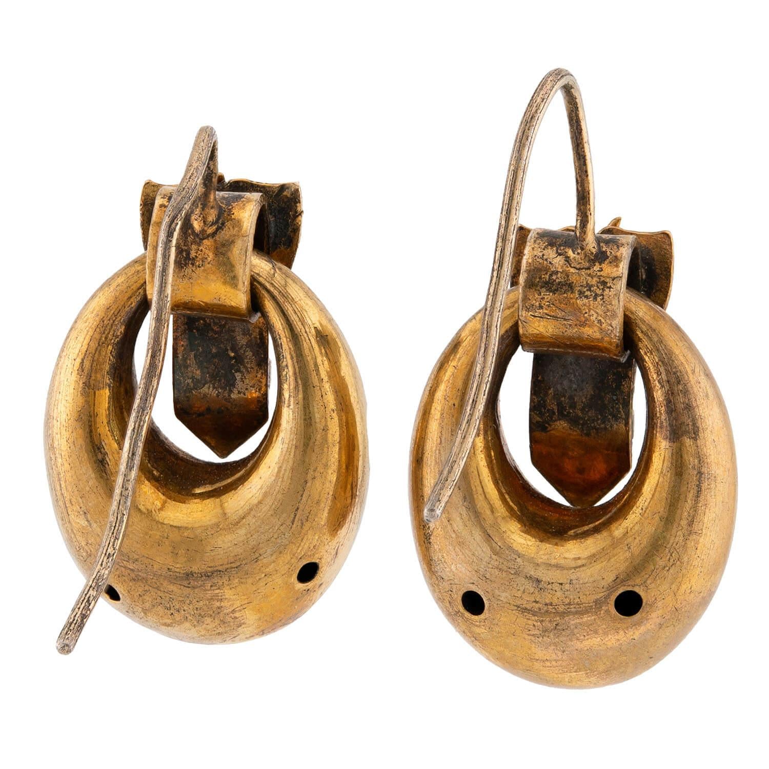 Victorian 14k Buckle-Motif Dangle Earrings