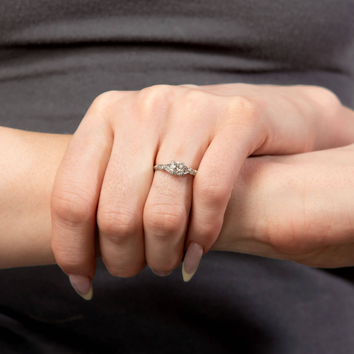 Art Deco Platinum Diamond Engagement Ring .45ct