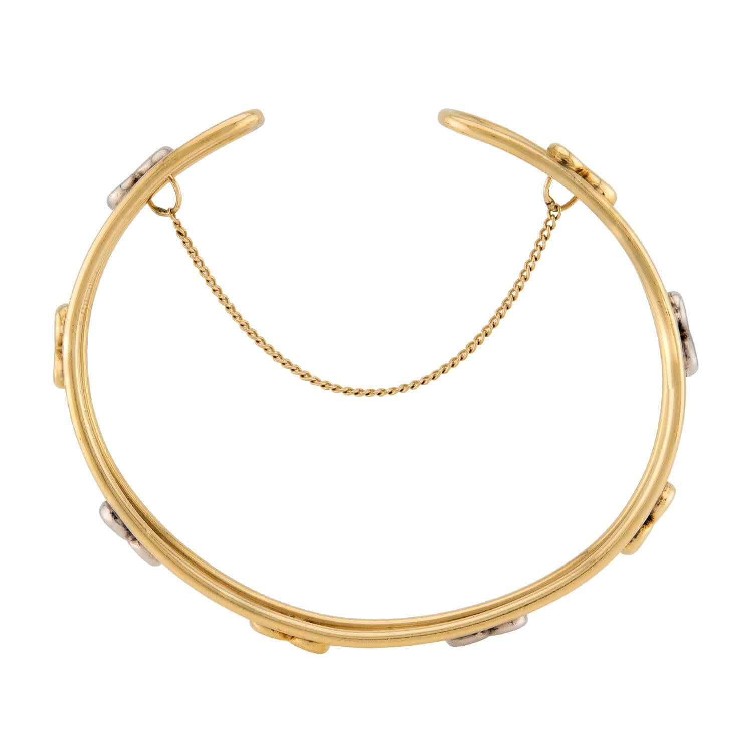 CARTIER Vintage 18k Heart-Motif Cuff Bracelet