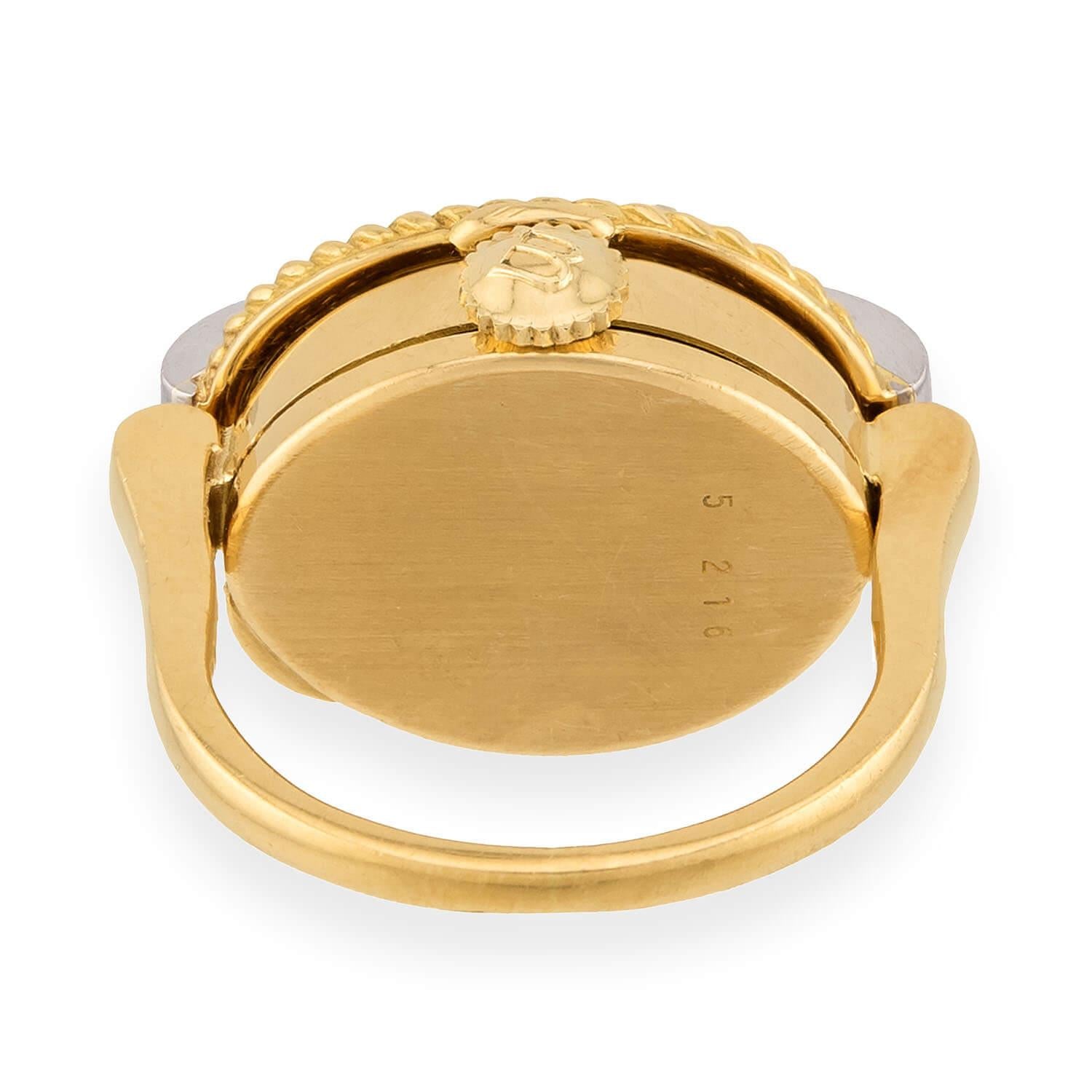 BUCHERER Vintage 18k Citrine & Diamond Watch Ring