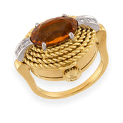 BUCHERER Vintage 18k Citrine & Diamond Watch Ring