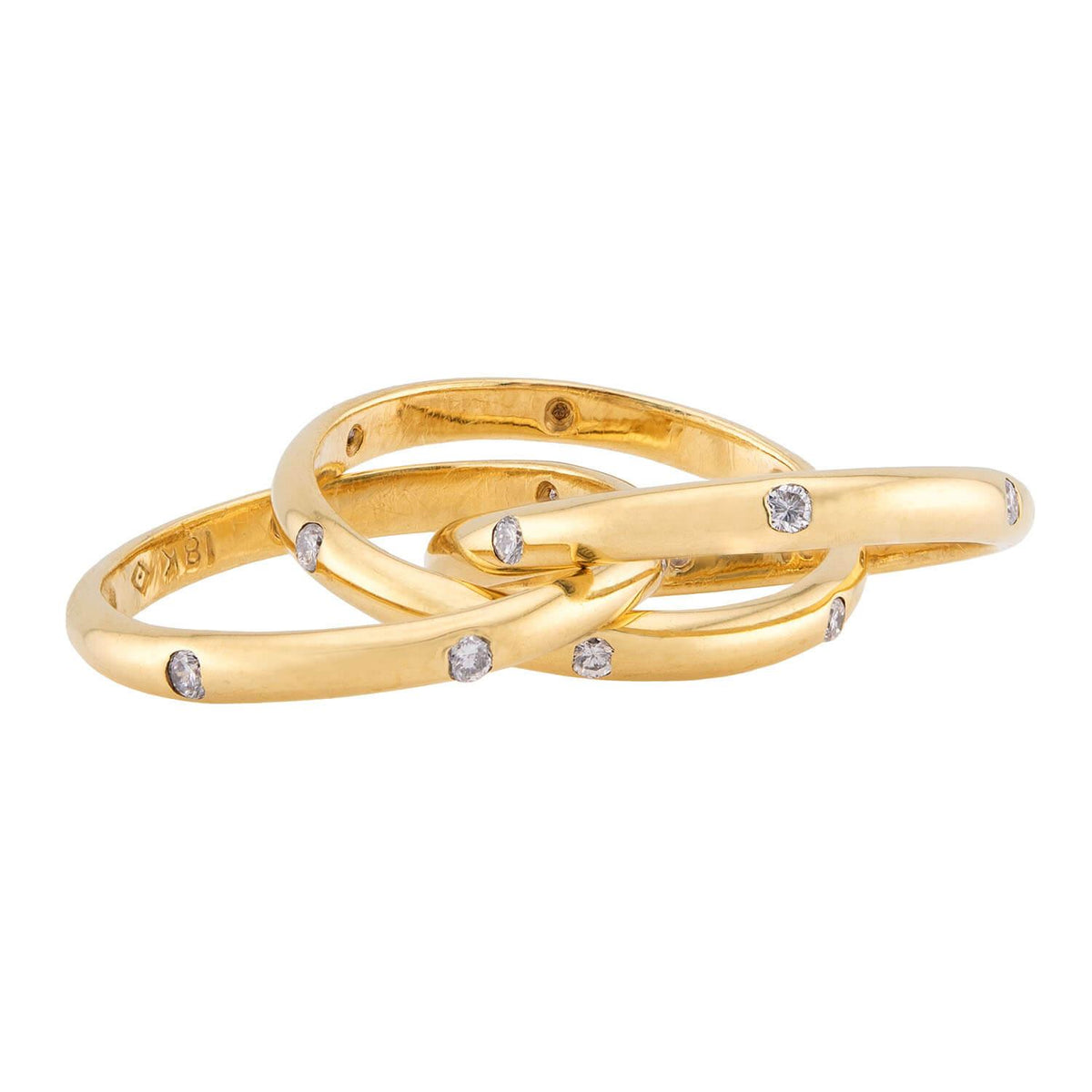 Estate 18k Three-Band Diamond Roller Ring