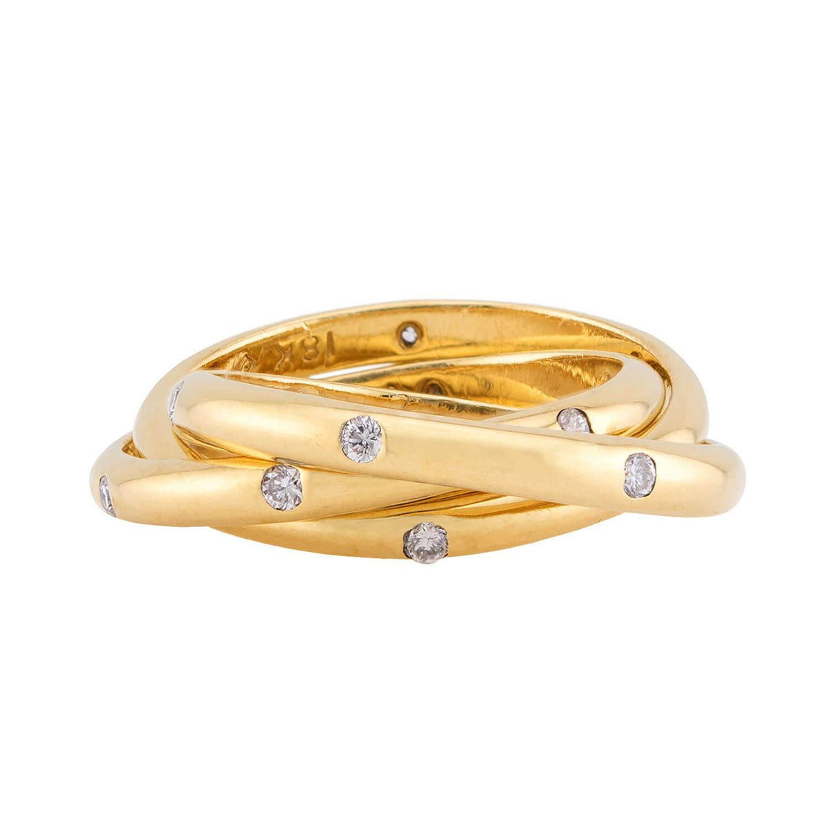 Estate 18k Three-Band Diamond Roller Ring