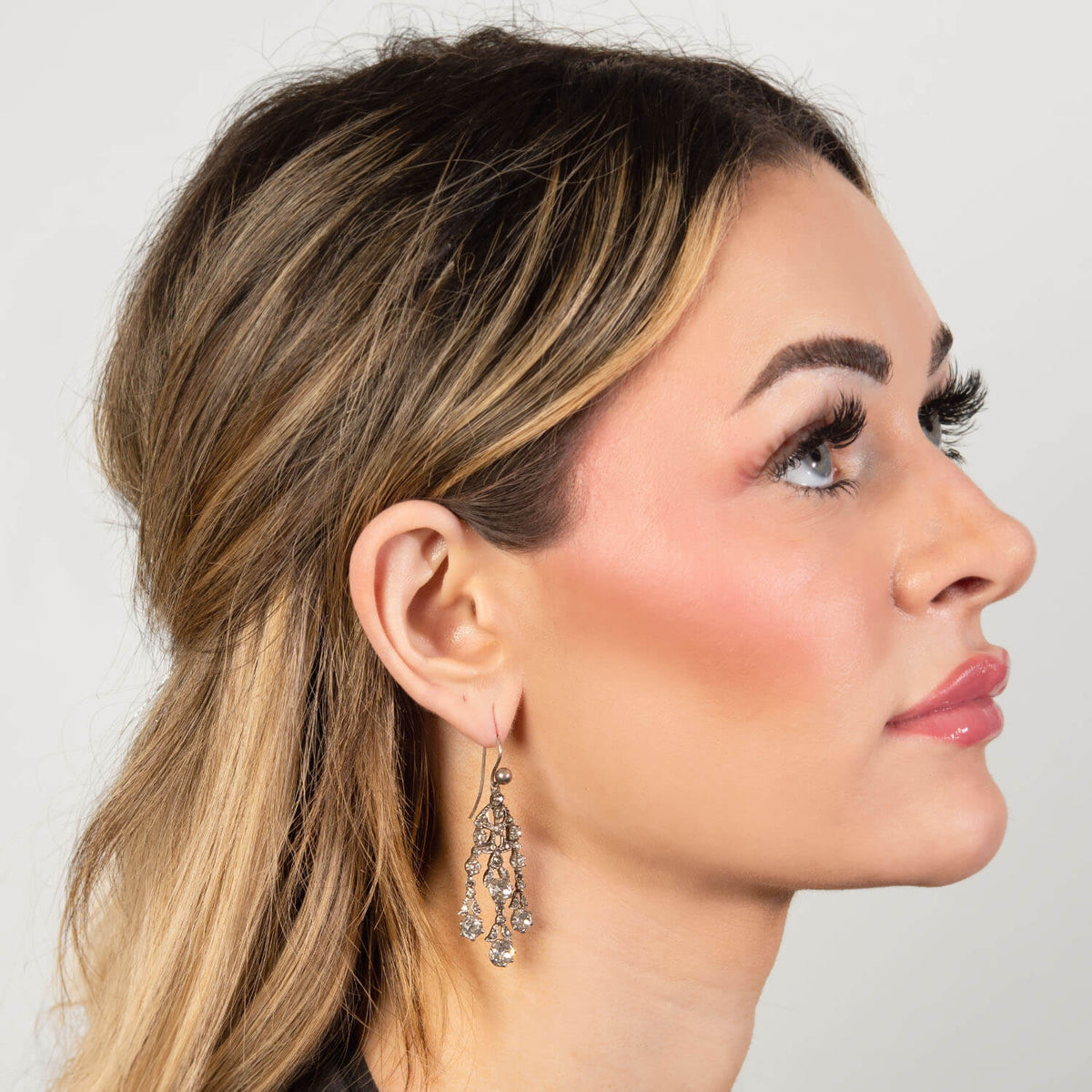 Victorian Sterling Silver Paste Chandelier Earrings