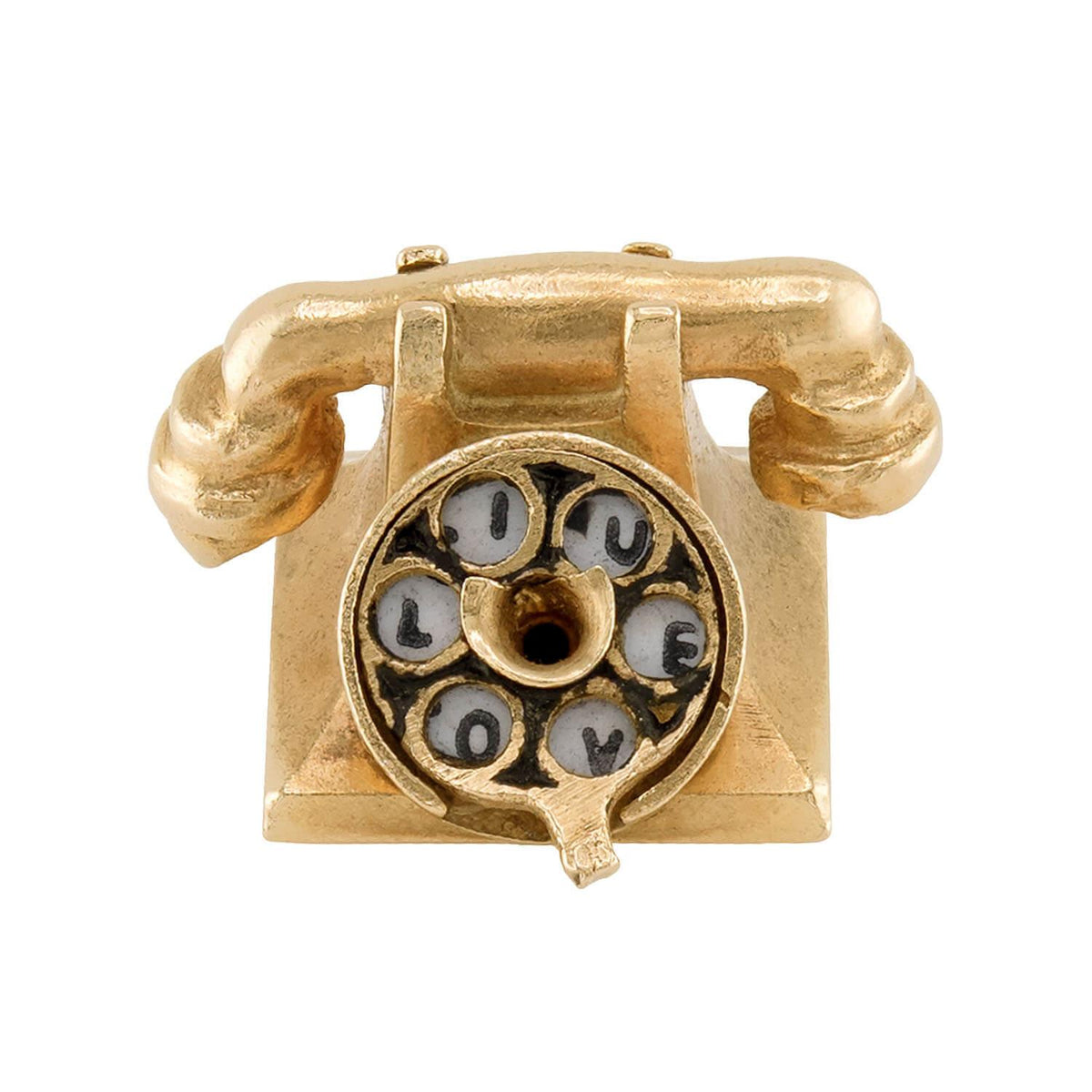 Vintage 14k "I Love U/Hello" Rotary Phone Pendant/Charm