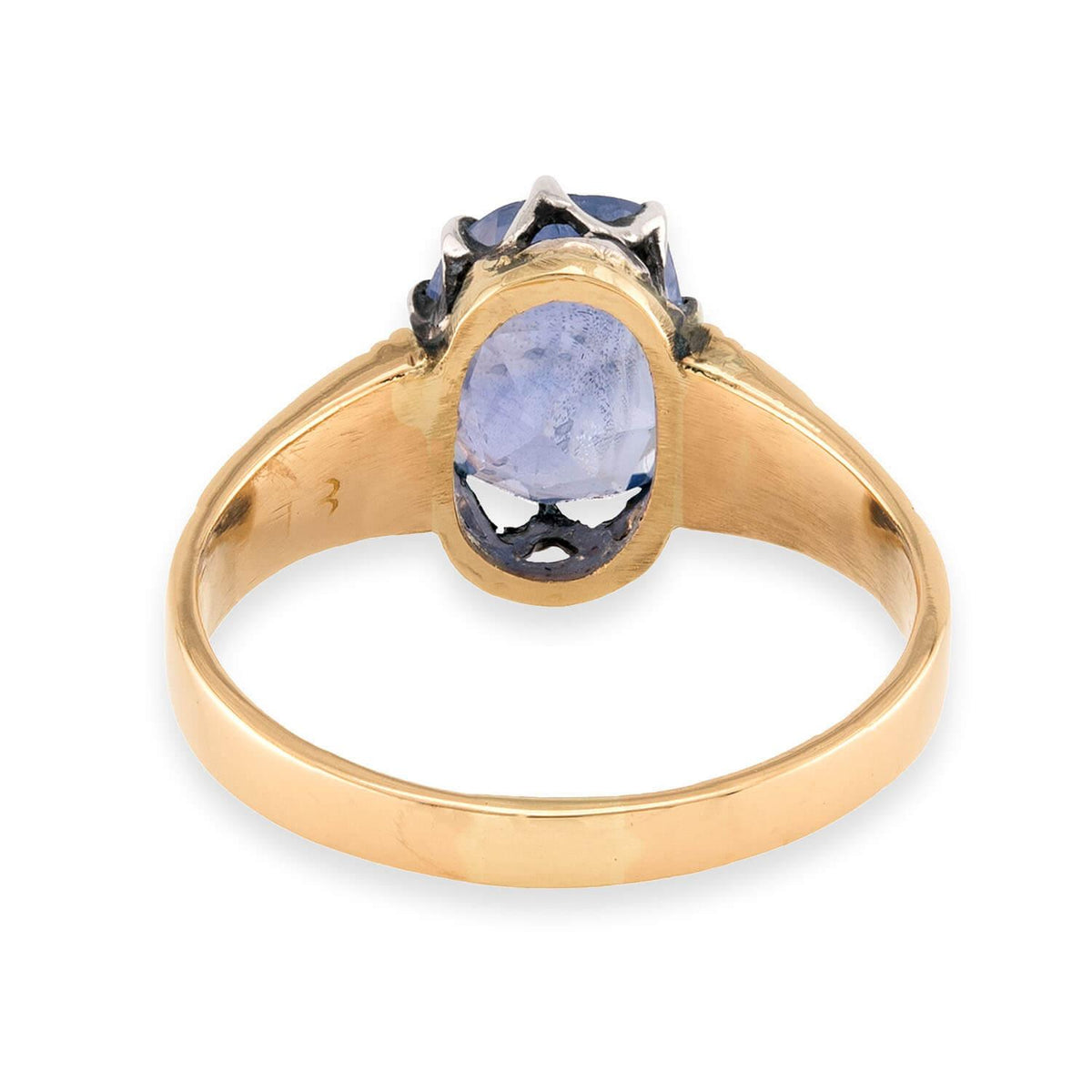 Victorian 14k/Sterling Silver Ceylon Sapphire Enamel Ring