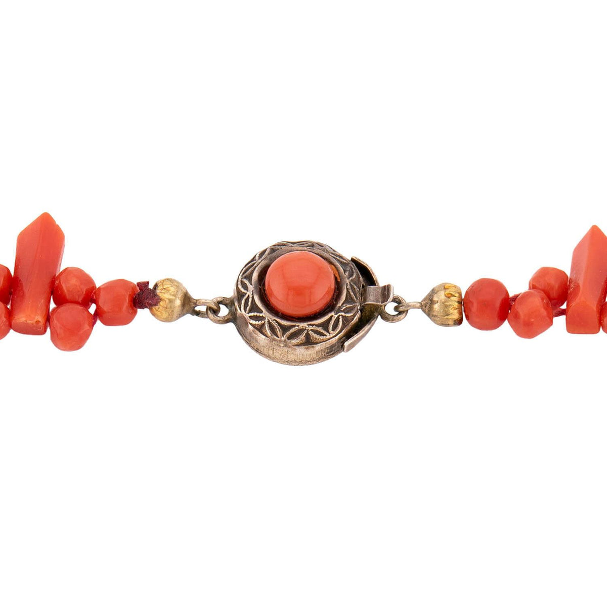 Art Deco Silver Gilt Coral Festoon Necklace