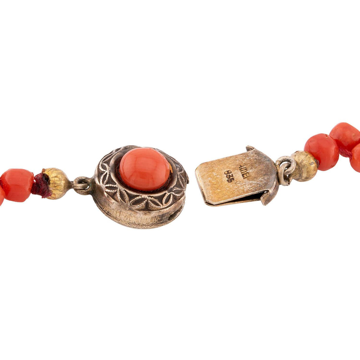 Art Deco Silver Gilt Coral Festoon Necklace