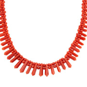Art Deco Silver Gilt Coral Festoon Necklace