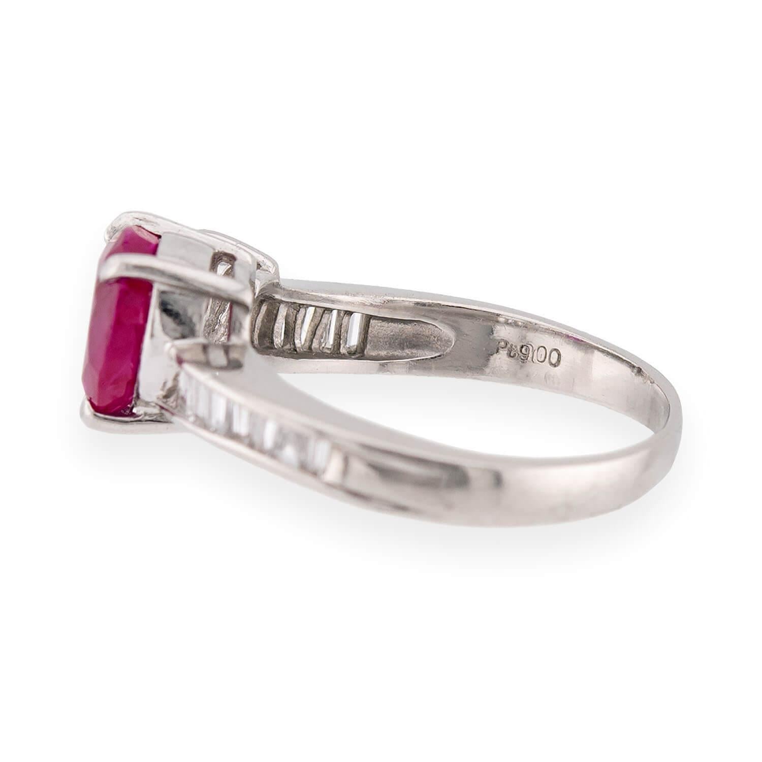Estate Platinum GIA Ruby & Diamond Ring