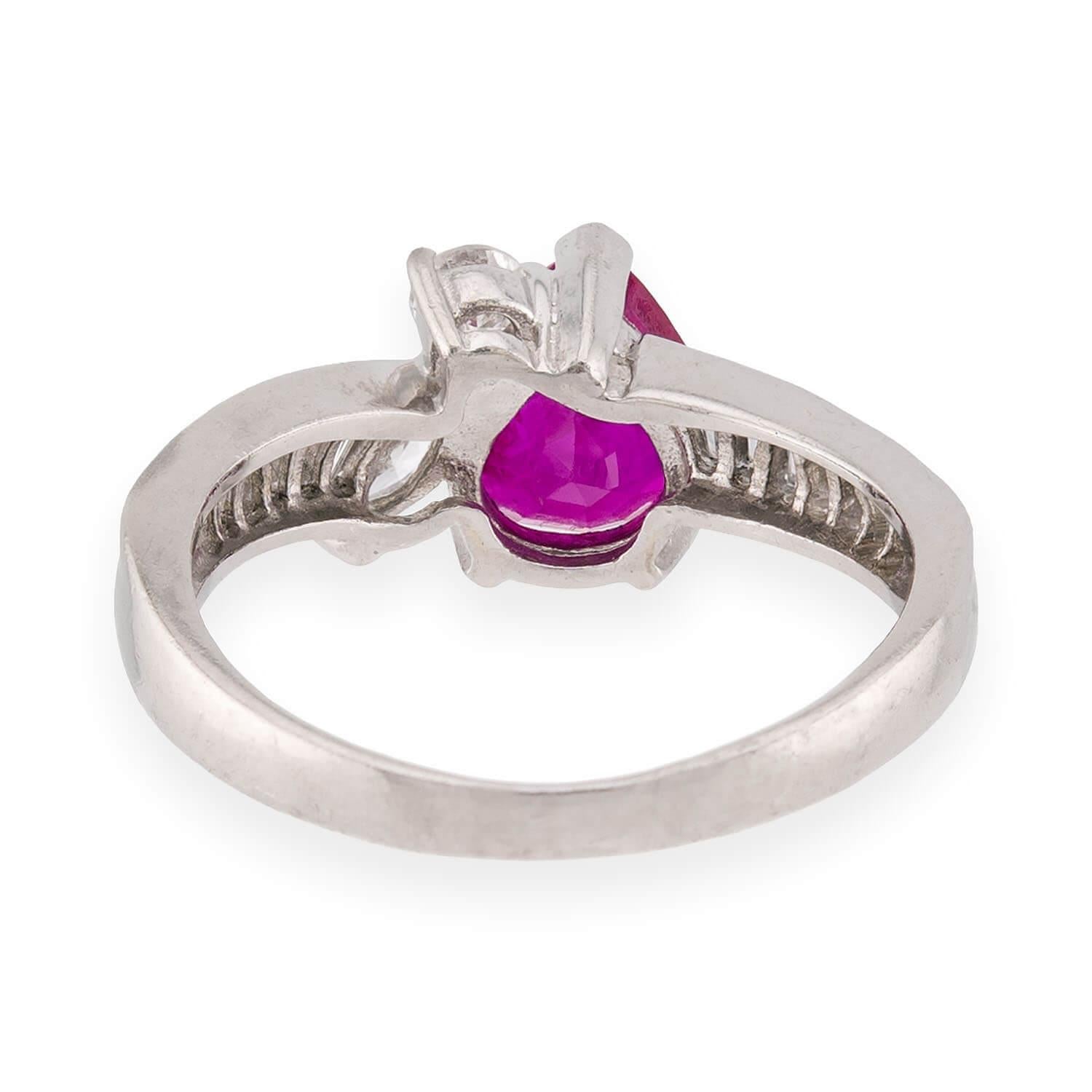 Estate Platinum GIA Ruby & Diamond Ring