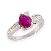 Estate Platinum GIA Ruby & Diamond Ring