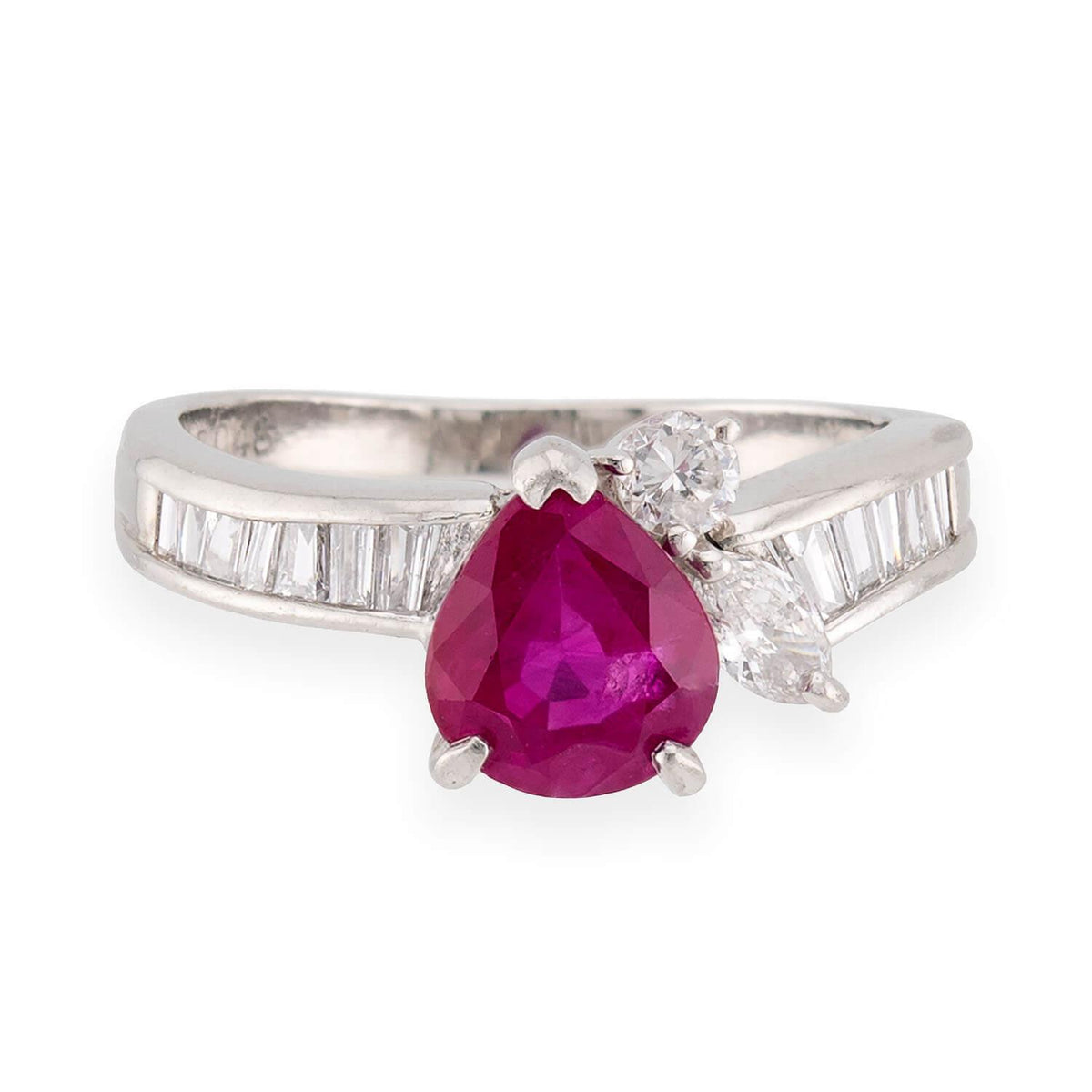 Estate Platinum GIA Ruby & Diamond Ring