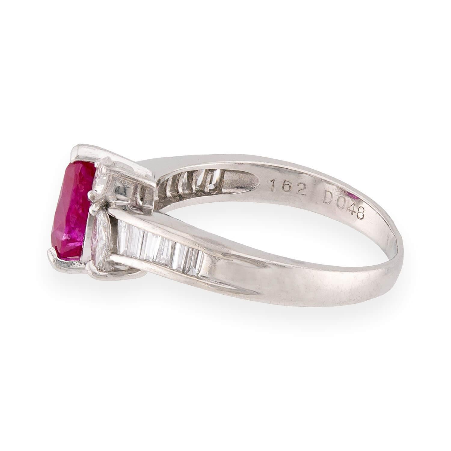 Estate Platinum GIA Ruby & Diamond Ring