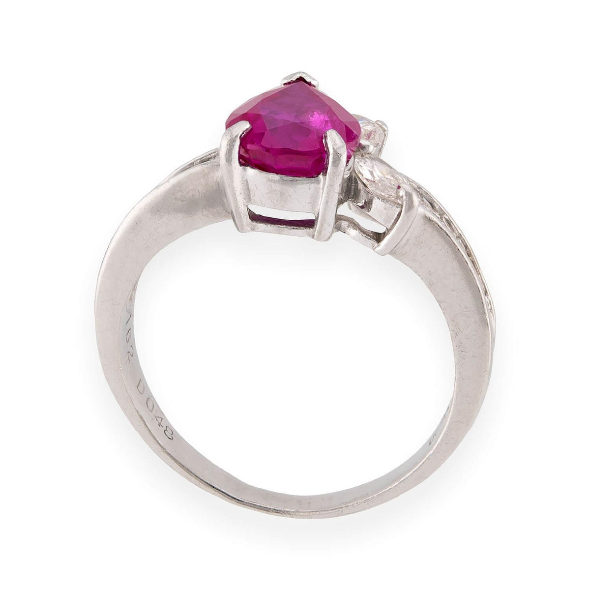 Estate Platinum GIA Ruby & Diamond Ring