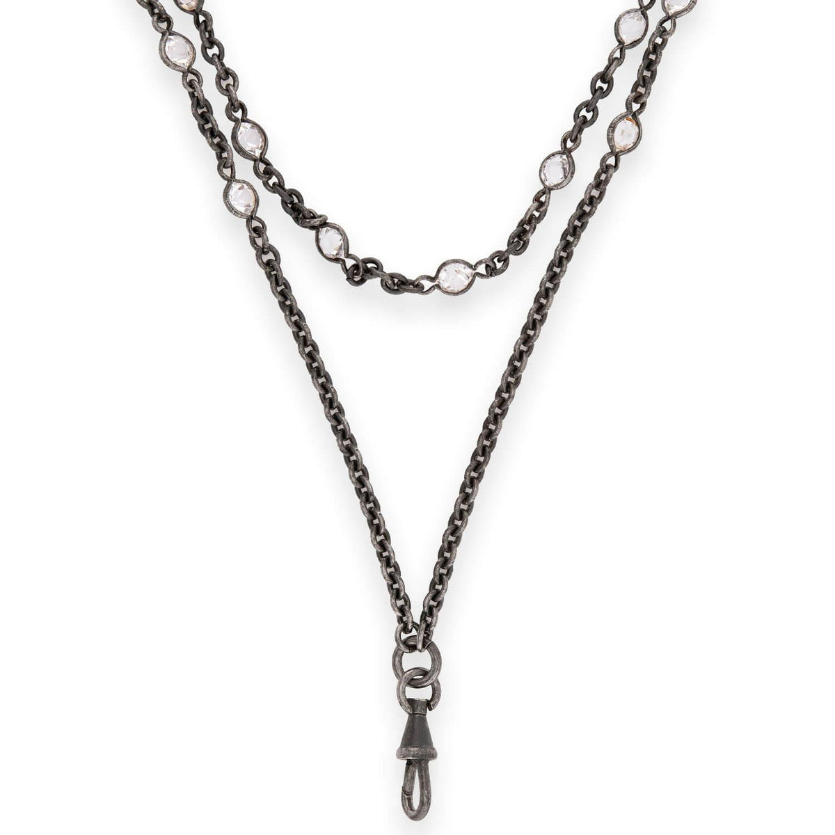 Victorian Gunmetal Paste "Diamonds-by-the-Yard" Necklace