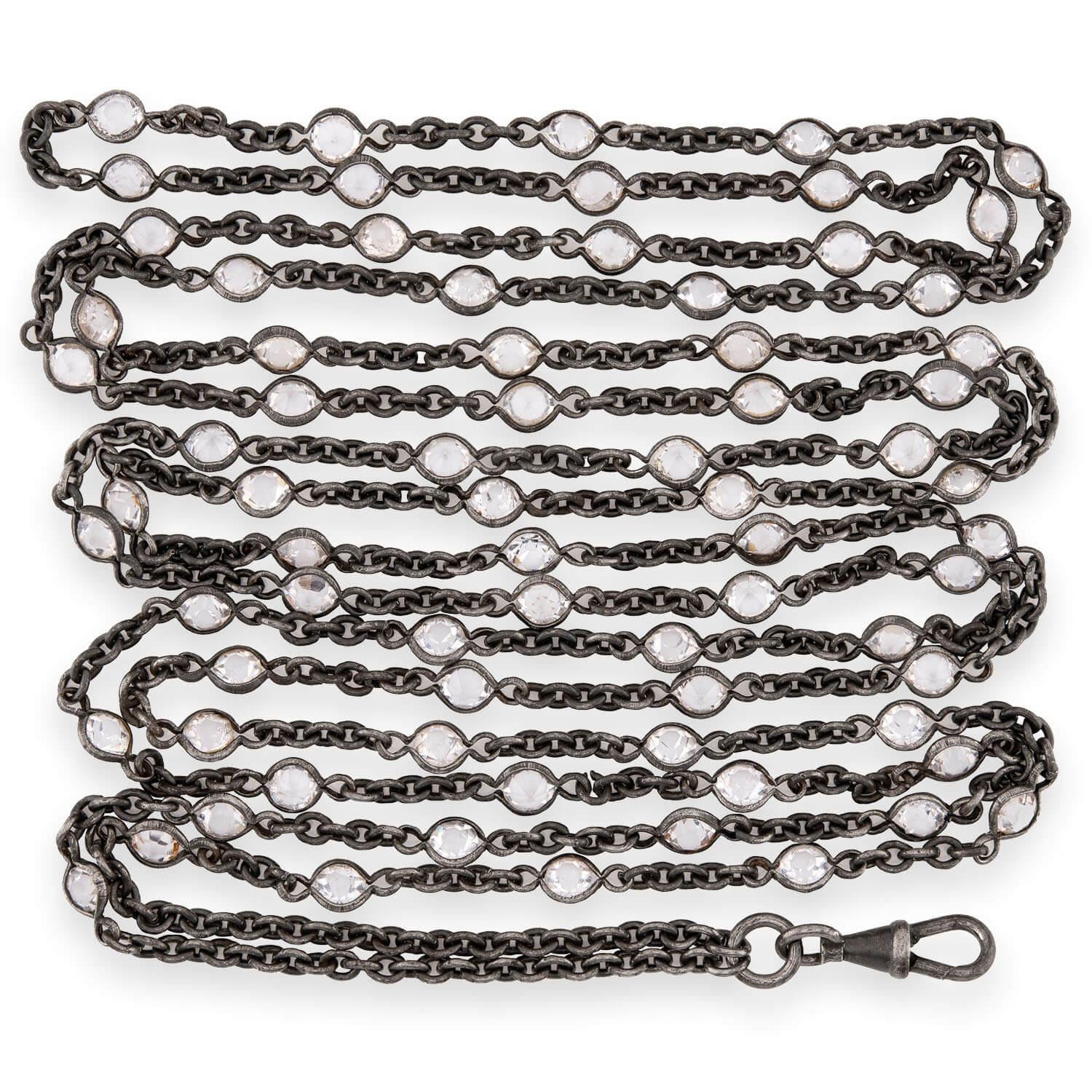 Victorian Gunmetal Paste "Diamonds-by-the-Yard" Necklace