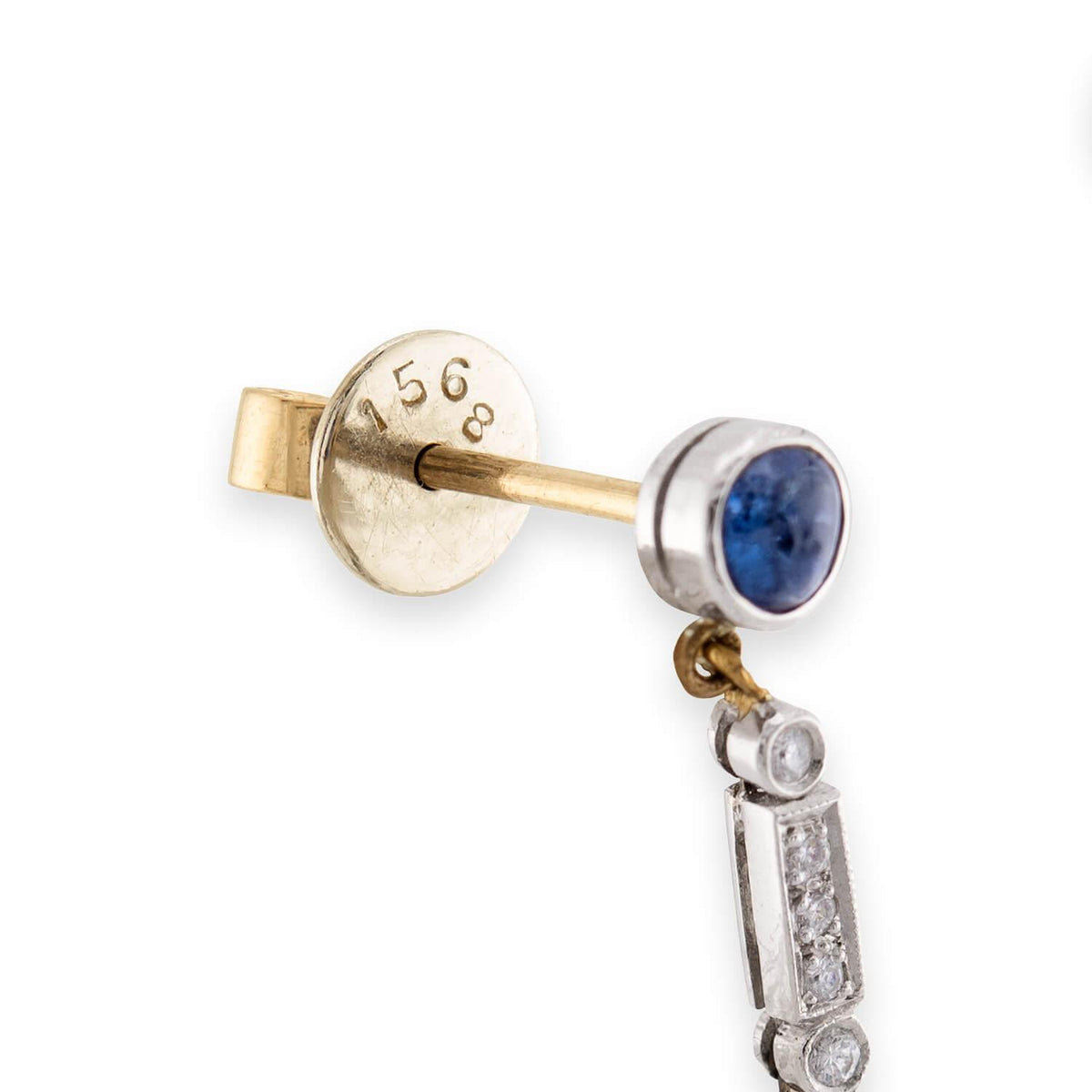 Estate 14k Sapphire, Diamond, & Onyx Drop Earrings