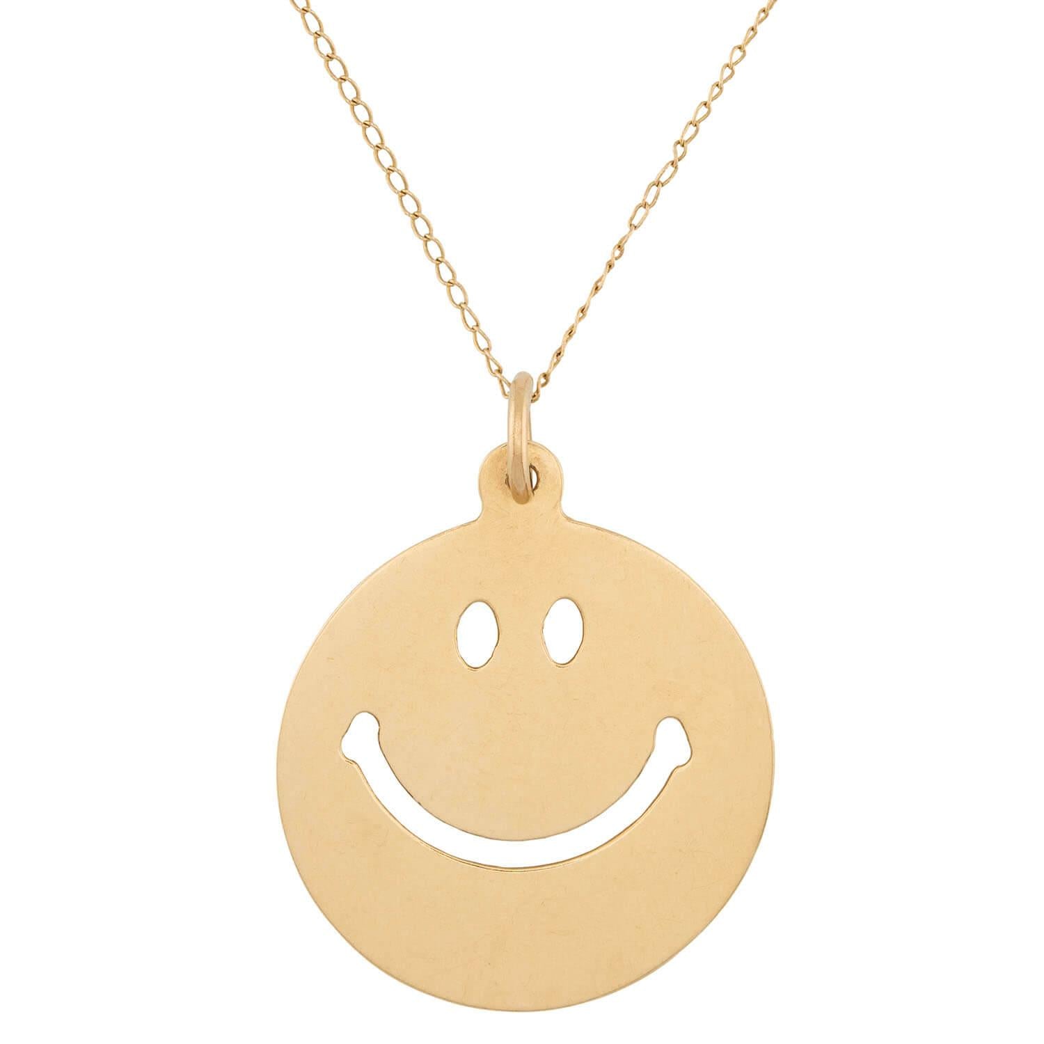 Estate 14k Smiling Face Pendant Necklace
