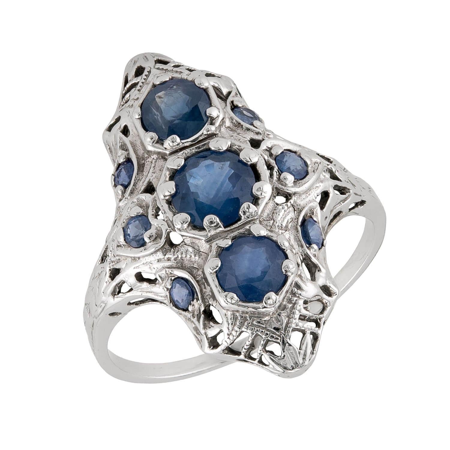 Edwardian 14k Sapphire Navette Ring