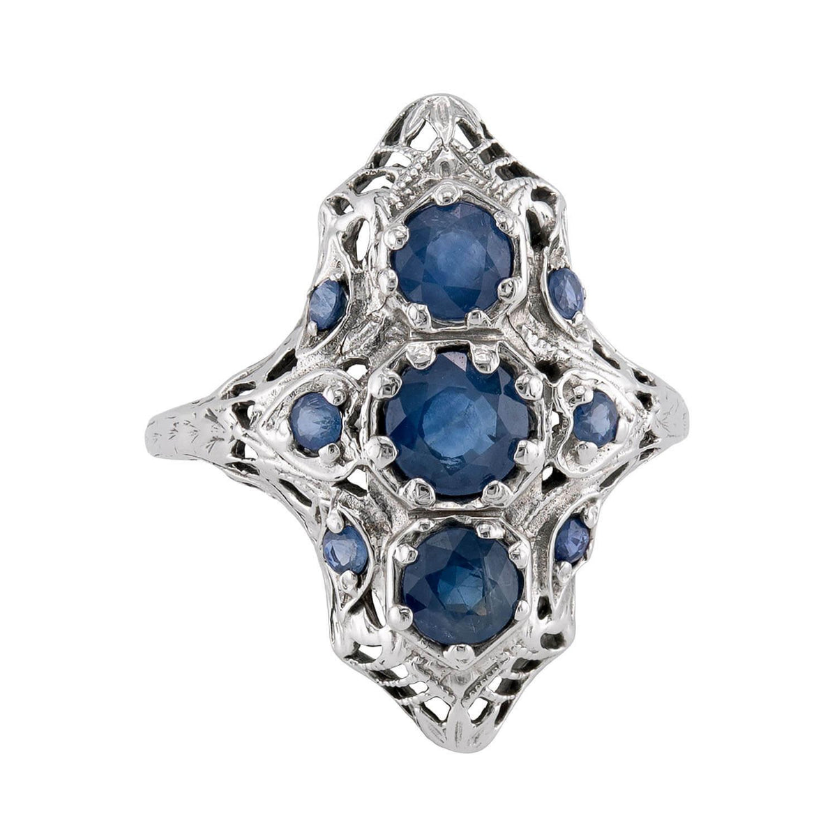 Edwardian 14k Sapphire Navette Ring