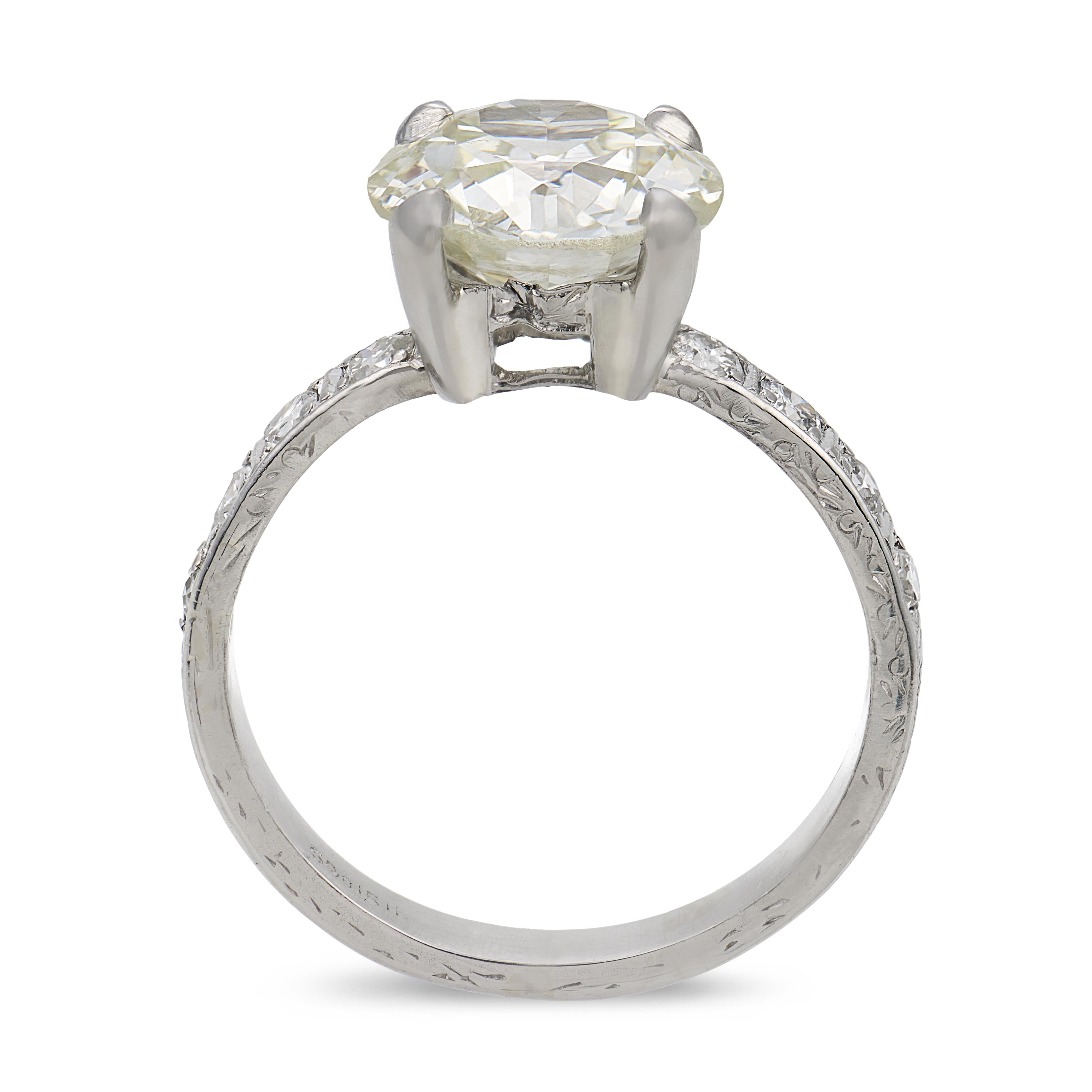 Art Deco Platinum Diamond Engagement Ring 2.88ct