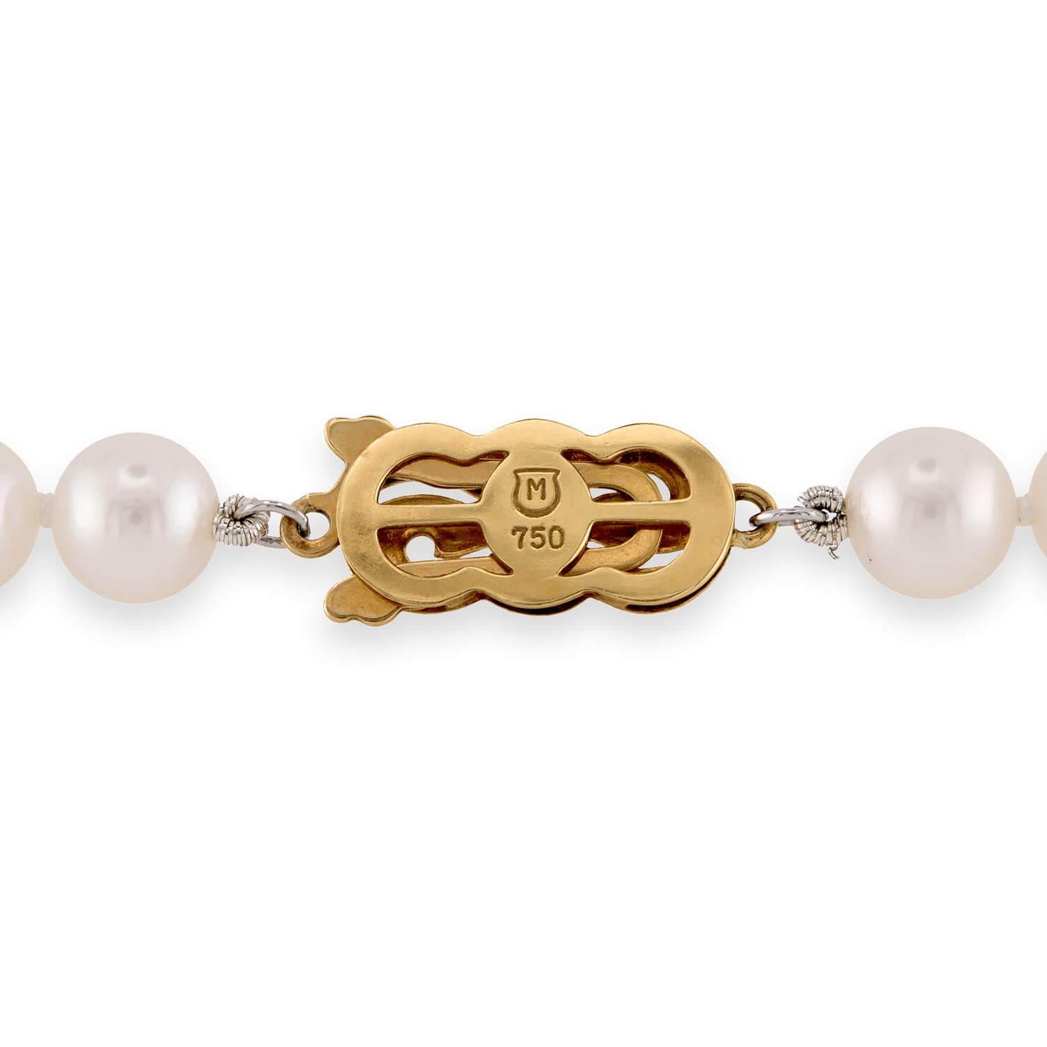MIKIMOTO Estate Japanese 18k Pearl Necklace