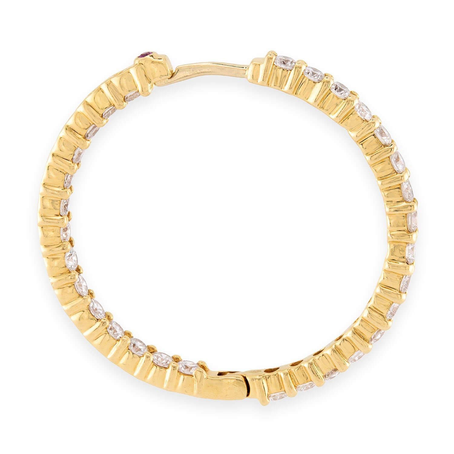 ROBERTO COIN Estate Italian 18k Diamond "Inside-Out" Hoop Earrings