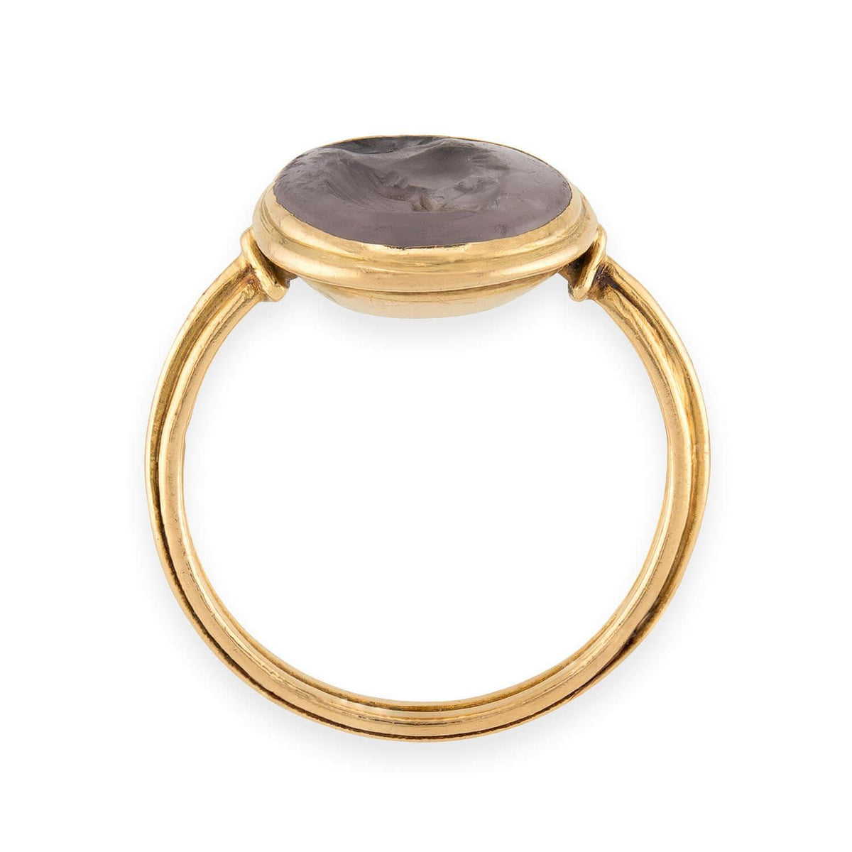 Georgian 18k Rock Quartz Crystal Intaglio Signet Ring