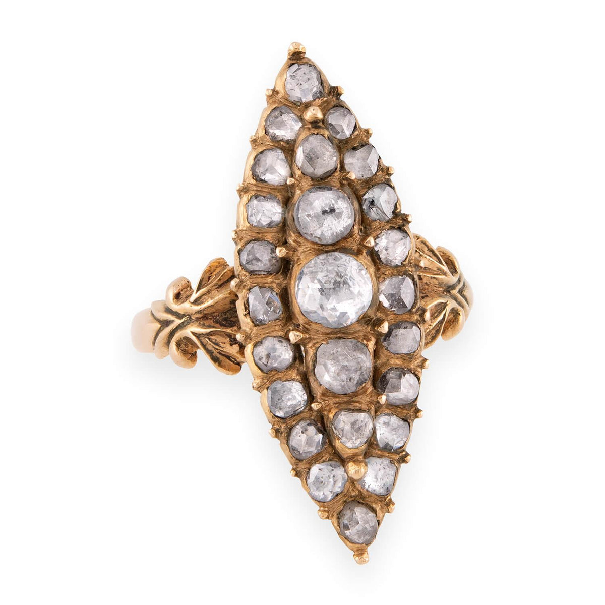 Victorian 14k Diamond Navette Ring