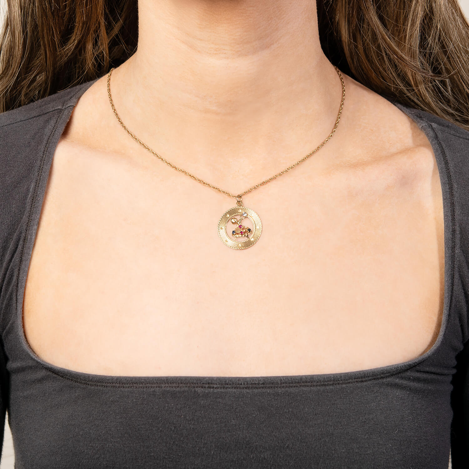 Vintage 14k Diamond, Sapphire, and Ruby Ballerina-Motif Pendant/Charm