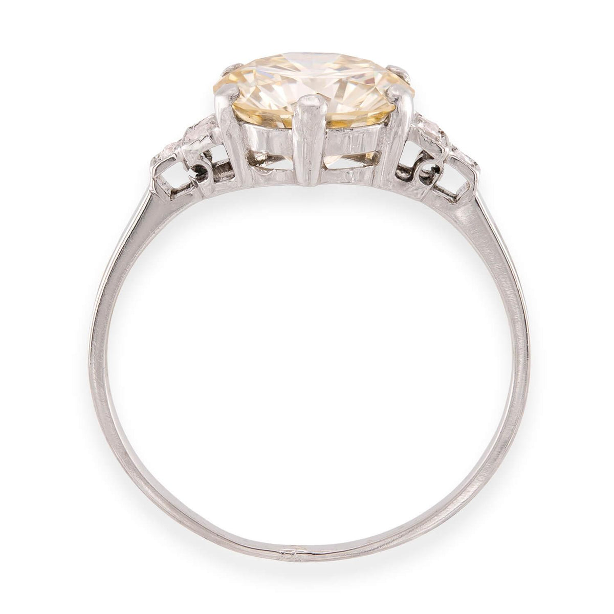 Art Deco Platinum GIA Diamond Engagement Ring 3.04ct