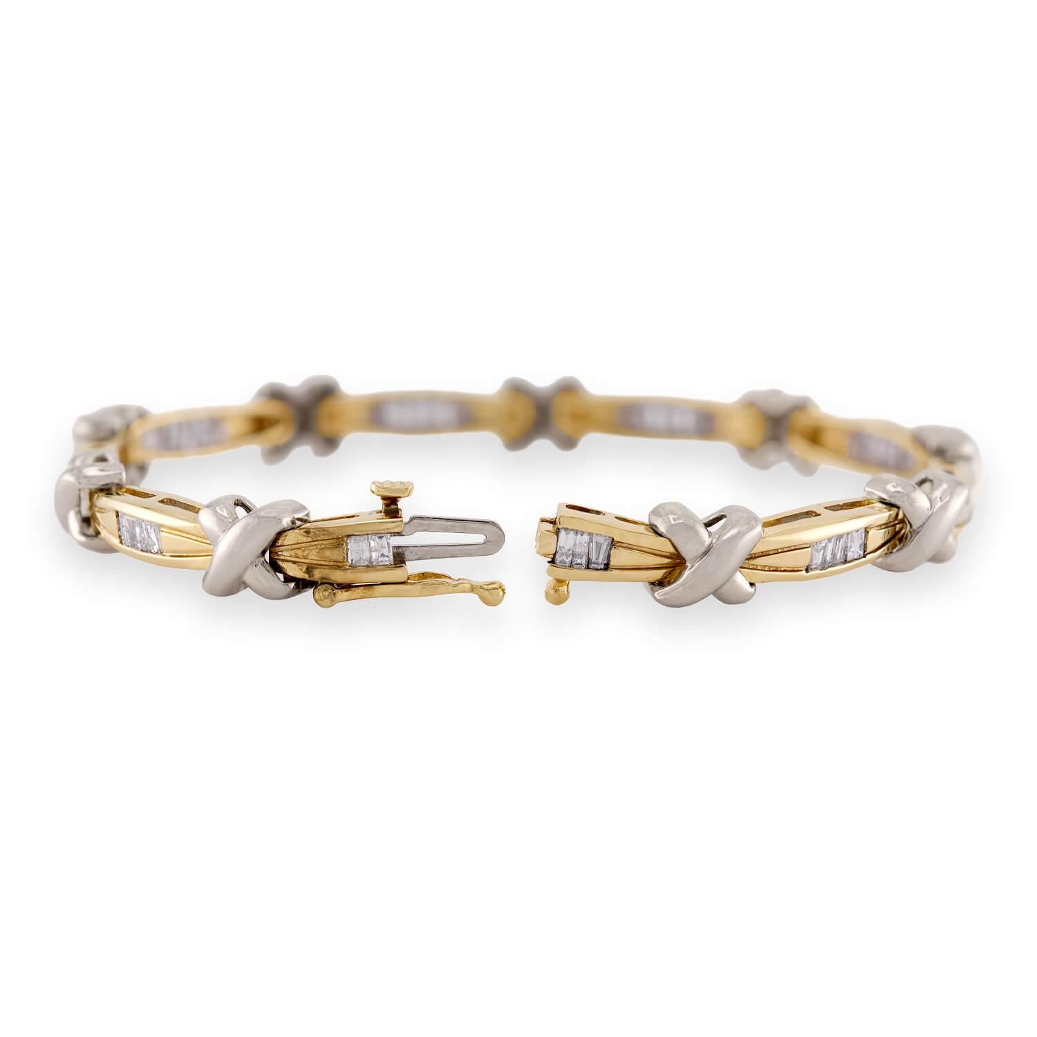 Estate 14k Diamond "X"-Motif Line Bracelet