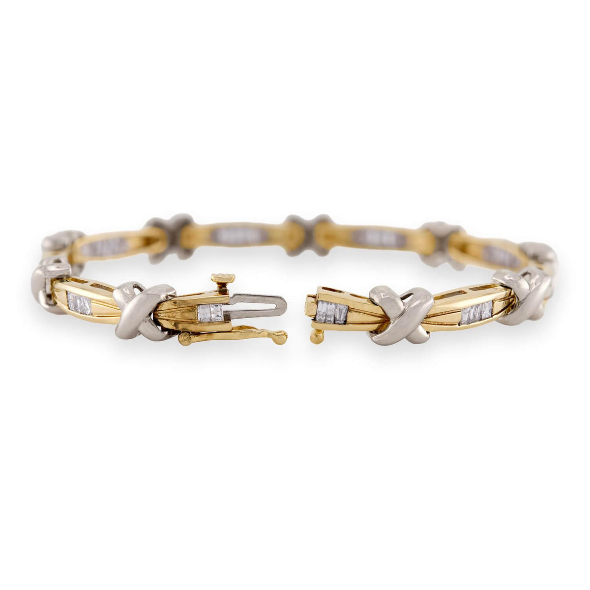Estate 14k Diamond "X"-Motif Line Bracelet