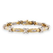 Estate 14k Diamond "X"-Motif Line Bracelet