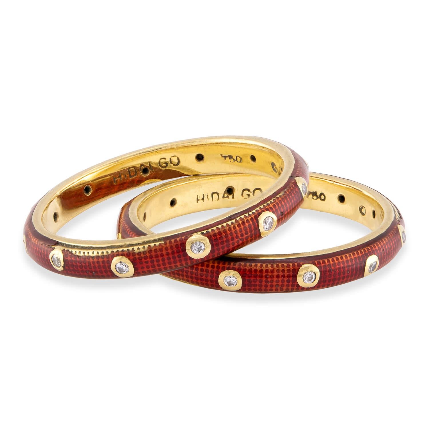 HIDALGO JEWELRY Estate 18k Diamond & Enamel Bands