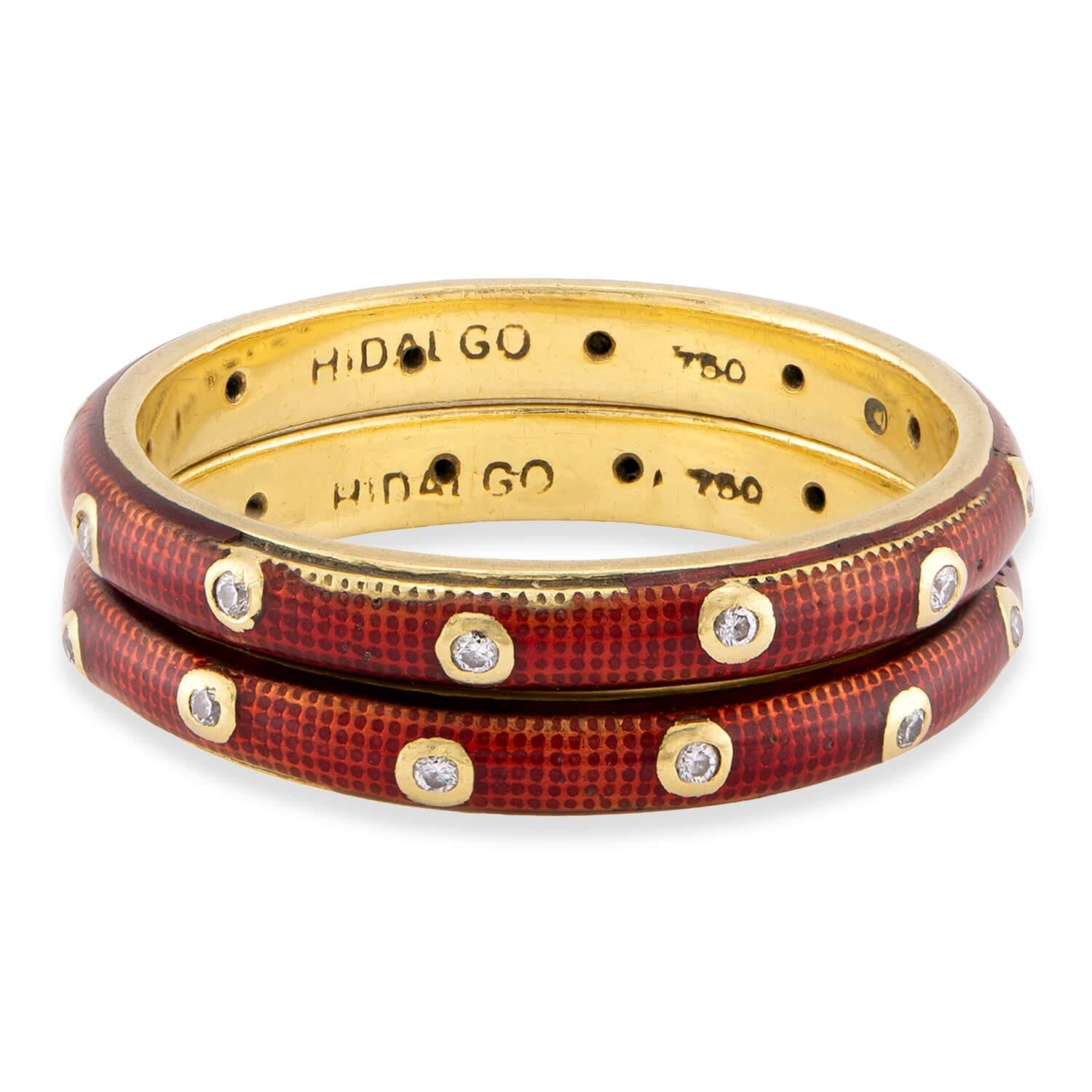 HIDALGO JEWELRY Estate 18k Diamond & Enamel Bands