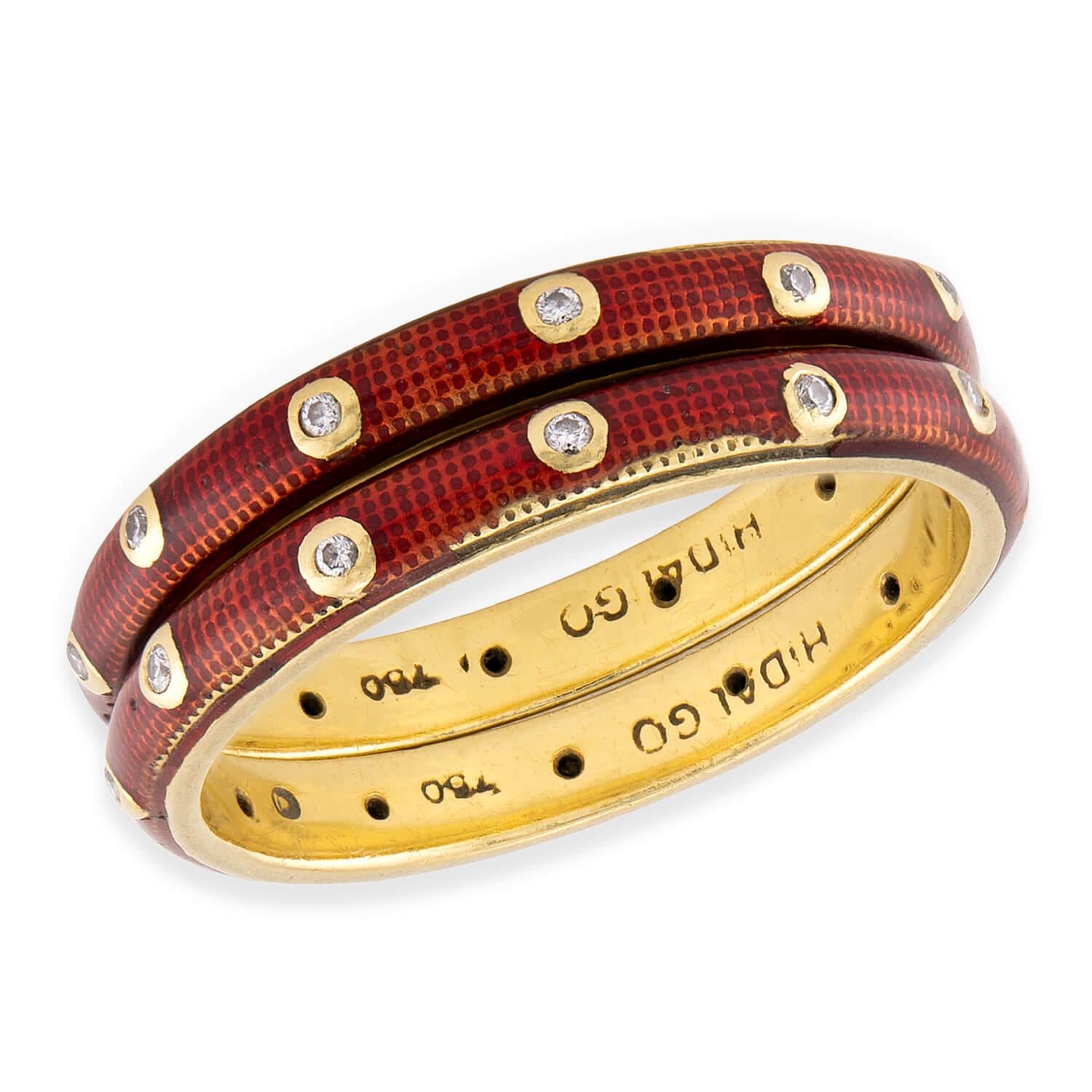 HIDALGO JEWELRY Estate 18k Diamond & Enamel Bands