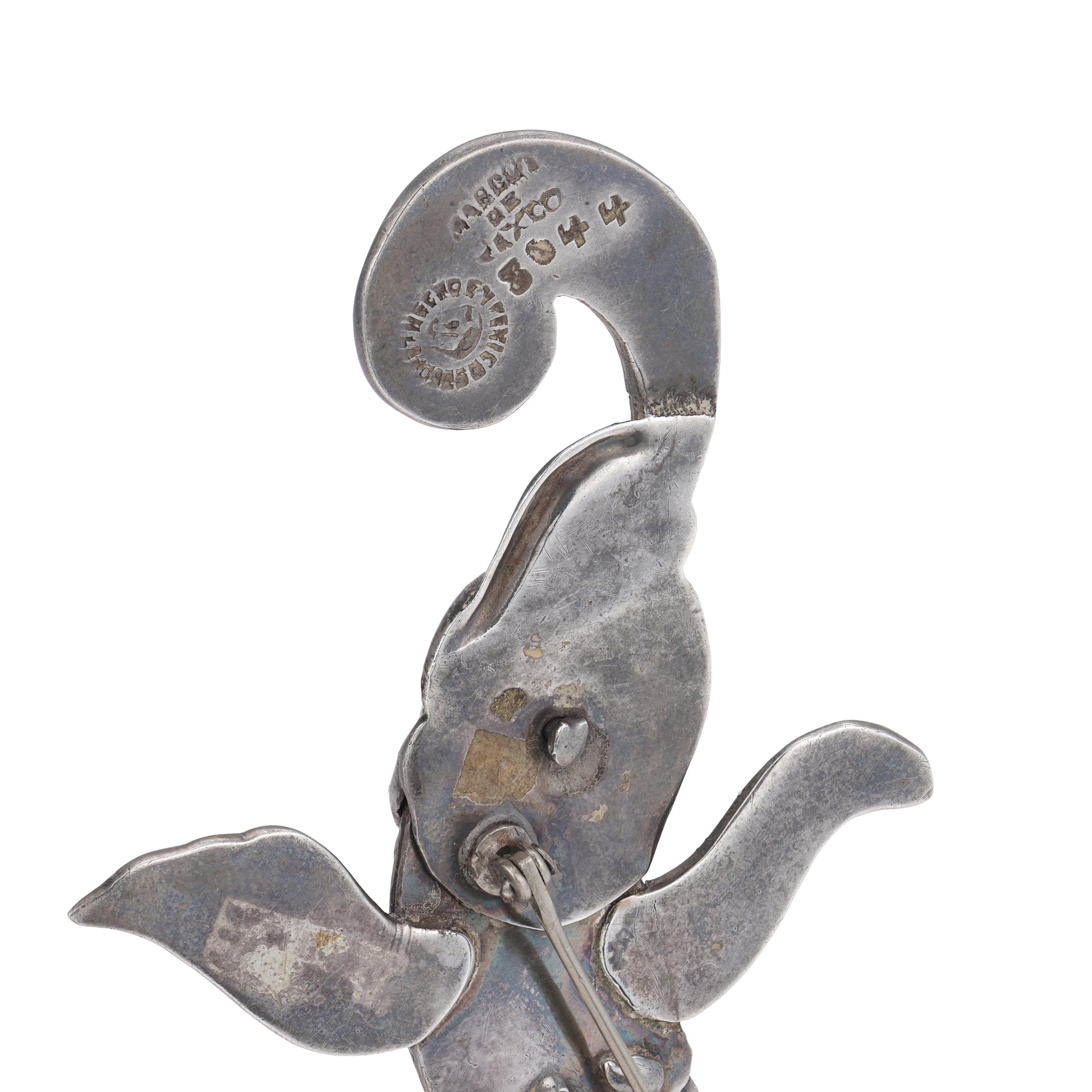MARGOT DE TAXCO Vintage Mexican Sterling Silver Enamel Fish-Motif Pin