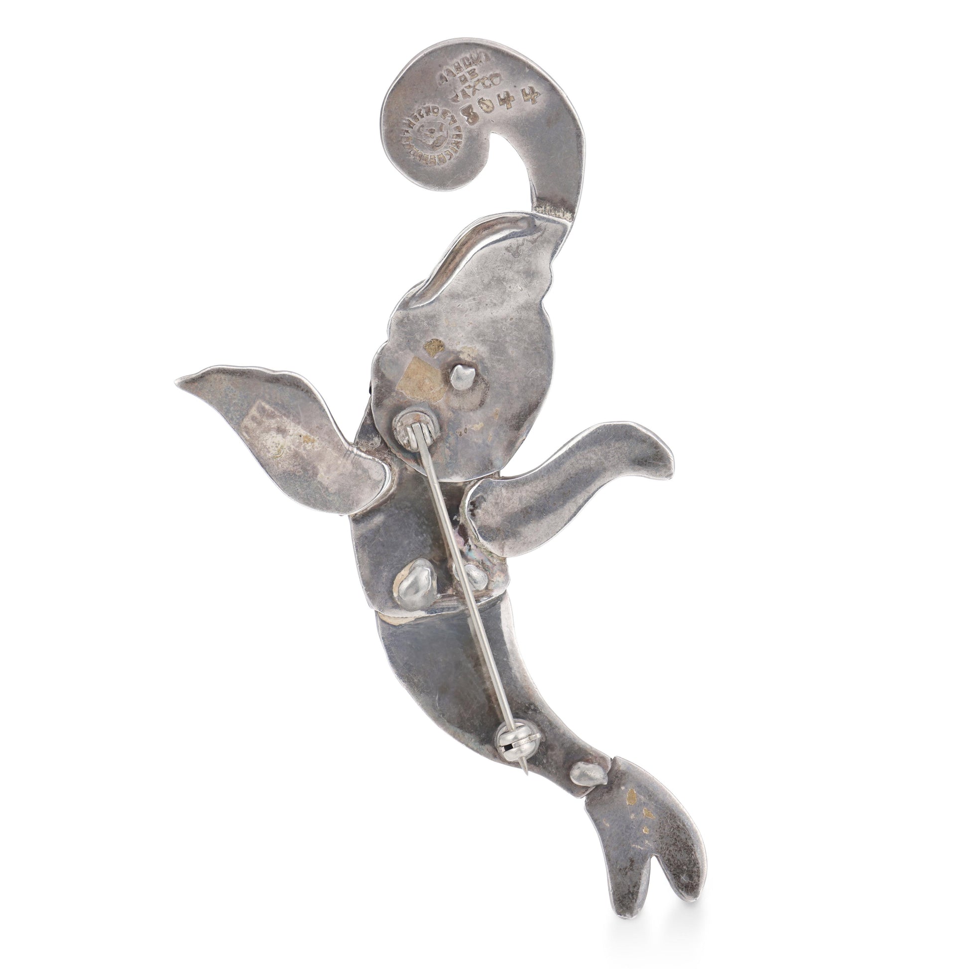 MARGOT DE TAXCO Vintage Mexican Sterling Silver Enamel Fish-Motif Pin
