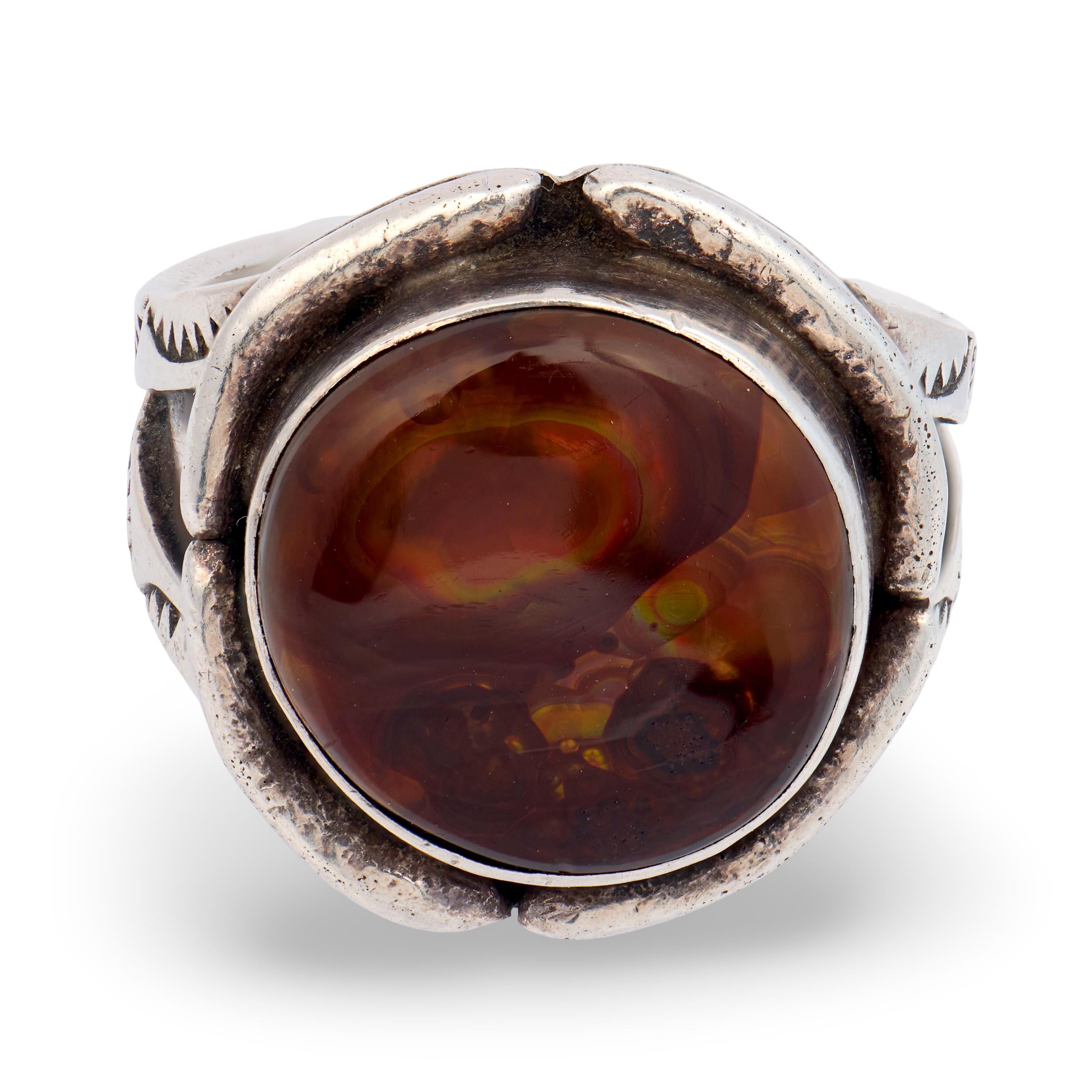 Vintage Sterling Silver Mexican Opal Ring