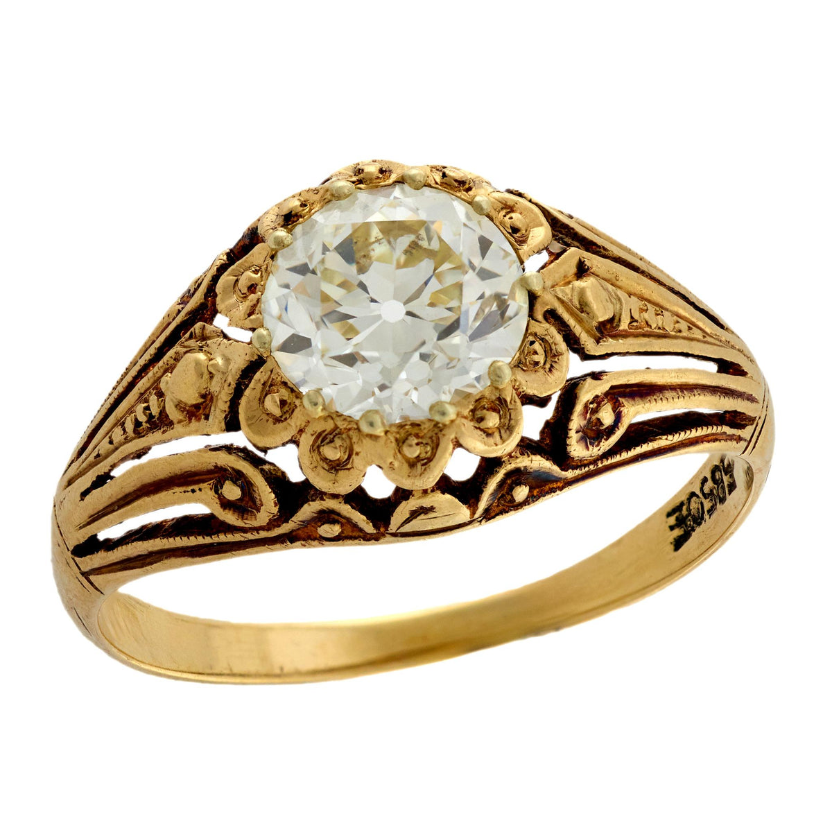 Victorian 14k Diamond Engagement Ring 1.35ct