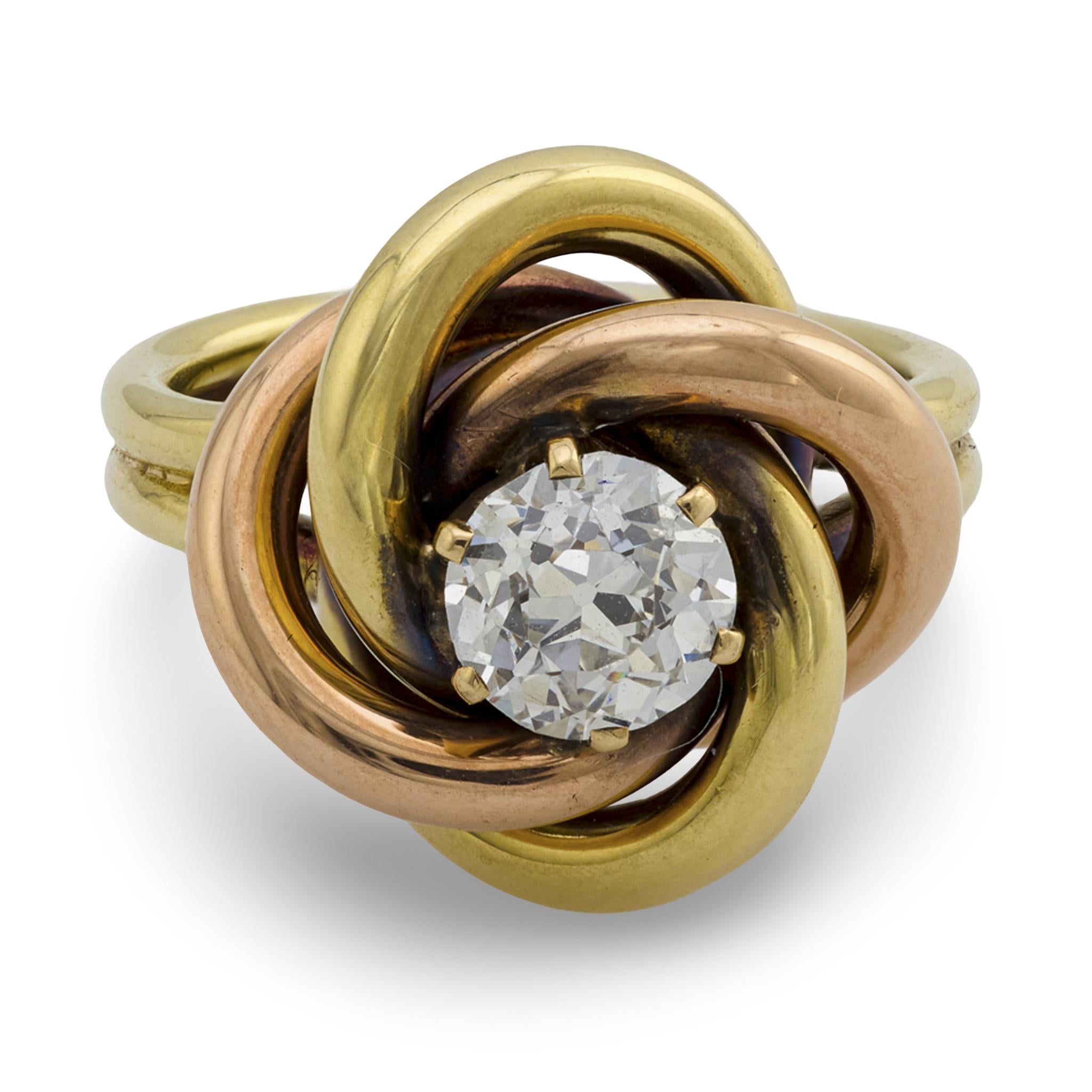 SLOAN & CO. Art Deco 14k Diamond Knot-Motif Ring